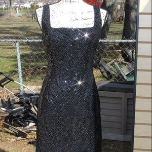 Betsy & Adam Black Sequined Dress